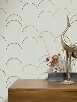 KEK Golden Lines wallpaper sand/gold (2 sheets) MW-068 (Met Gratis Lijm)