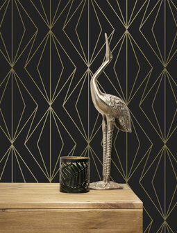 KEK Golden Lines wallpaper black/gold (2 sheets) MW-076 (Met Gratis Lijm)