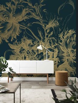 KEK Gold metallic Engraved flowers MW-013 (Met Gratis Lijm)