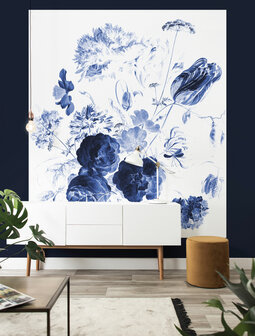 KEK Wallpaper Panel XL Royal blue flowers BP-044 (Met Gratis Lijm)