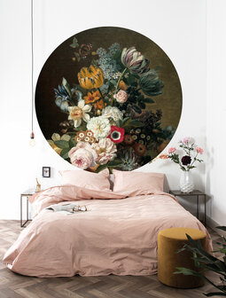 KEK Wallpaper Circle Golden age flowers CK-075 (Met Gratis Lijm)