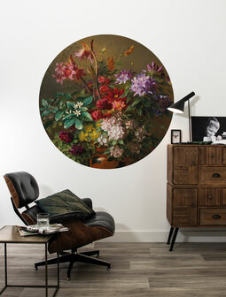 KEK Wallpaper Circle Small Golden age flowers SC-076 (Met Gratis Lijm)