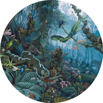 KEK Wallpaper Circle Small Tropical landscape blue SC-021 (Met Gratis Lijm)