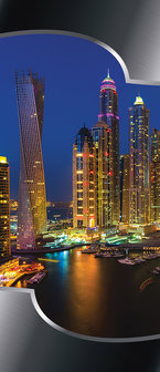 Dubai Skyscrapers at Night Deurposter Fotobehang 2202VET