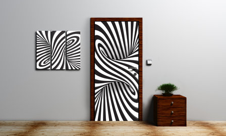 White and Black 3D Swirl Deurposter Fotobehang 2258VET