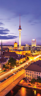 Berlin Panorama at Night Deurposter Fotobehang 3372VET