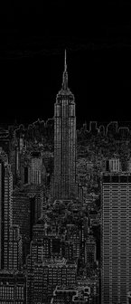 Black and White Sketch of City Deurposter Fotobehang 10687VET