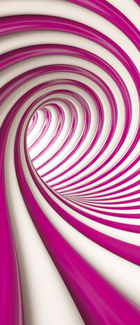 White and Pink 3D Tunnel Deurposter Fotobehang 2147VET