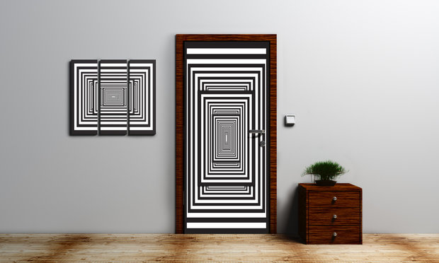 White and Black 3D Tunnel Deurposter Fotobehang 2262VET