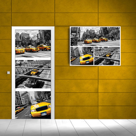 Yellow Cabs Collage Deurposter Fotobehang 2767VET