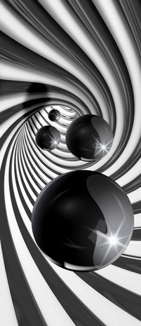 3D Black and White Tunnel Deurposter Fotobehang 3065VET