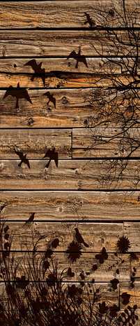 Meadow on Wood Planks Deurposter Fotobehang 3487VET