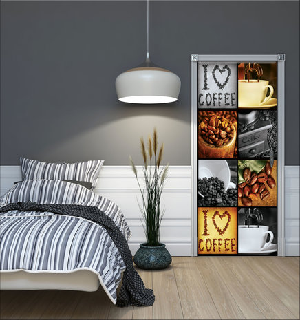 I Love Coffee Collage Deurposter Fotobehang 3460VET