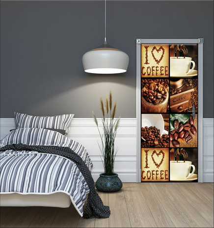 I Love Coffee Collage Deurposter Fotobehang 3459VET