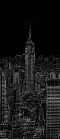 Black and White Sketch of City Deurposter Fotobehang 10687VET