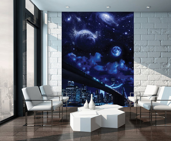 City at Night and the Universe Fotobehang 10472VEA